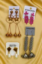 Pack of 4 Assorted Designer Jhumka Earrings for Women and Girls