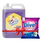 Captain Shine Floor Cleaner 5 L (Lavender) + Diveplus Active Detergent Powder 500 g