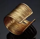 Trendy Wire Layered Stainless Steel Bracelet for Women, Gold
