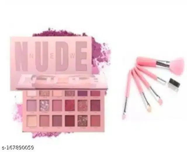 Premium Eyeshadow Palette with 5 Pcs Makeup Brushes (Multicolor, Set of 2)