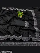 Georgette Embellished Saree For Women, Black