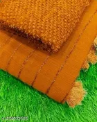 Georgette Solid Saree for Women, Mustard 