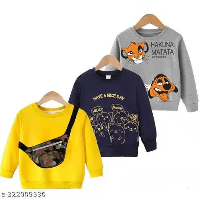 Full Sleeves Sweatshirts for Kids (Multicolor, 9-12 Months) (Pack of 3)