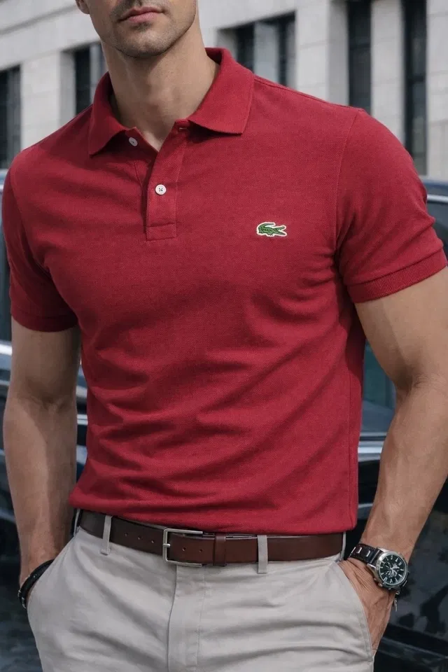 Cotton Matty Solid T-shirt For Men, Red (M)
