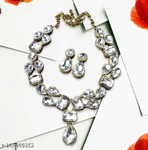 Alloy Jewellery Set for Women & Girls, White