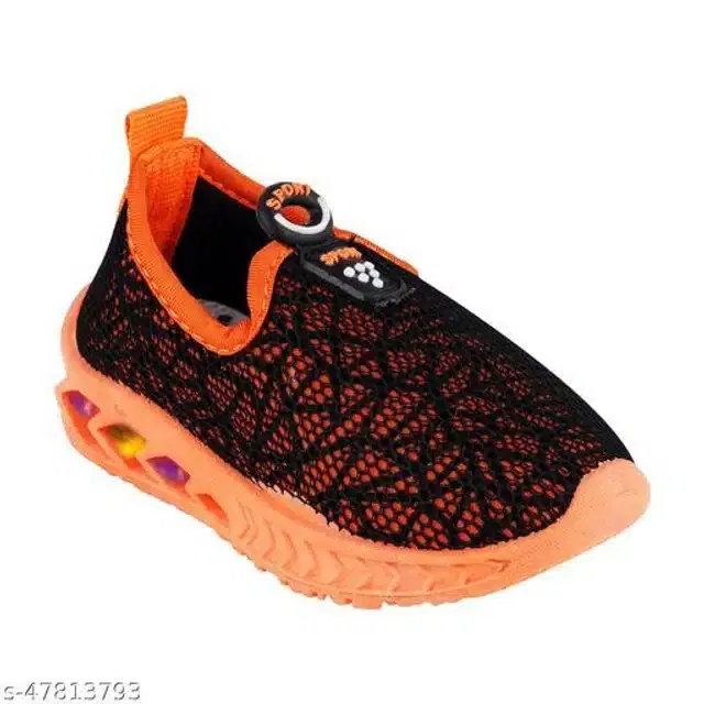 Sneakers for Kids (Black & Orange, 3.5-4 Years)