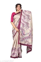 Art Silk Printed Saree for Women, Purple 