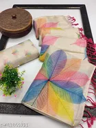 Chanderi Silk Printed Saree for Women, Multicolor 