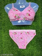 Cotton Blend Printed Lingerie Set for Women 