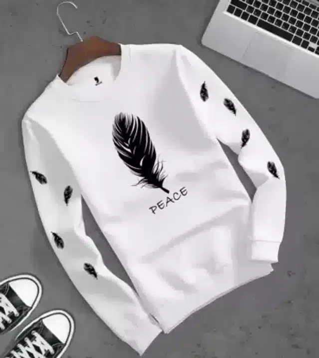 Full Sleeves Printed T-Shirt for Men (White,XL)