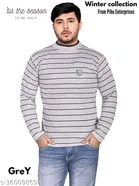 Woolen Striped Sweater for Men (Grey, M)