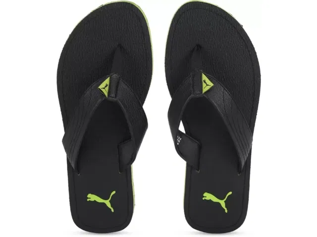 Flipflops for Men (Black & Neon, 10)