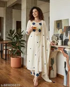 Floral Embroidered Kurta with Trousers & Dupatta for Women 