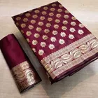 Litchi Silk Zari Woven Saree for Women, Maroon 