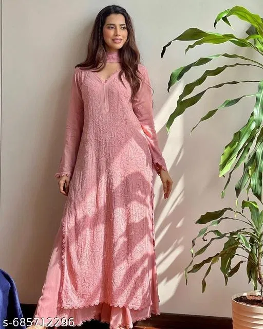 Chikankari Palazzo Pants for Women (Pink, 5XL)
