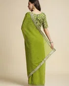Georgette Solid Saree for Women, Olive 