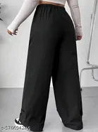 Cotton Blend Solid Trousers for Men, Black 
