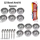 Stainless Steel 12 Pcs Bowls with 6 Pcs Spoon 