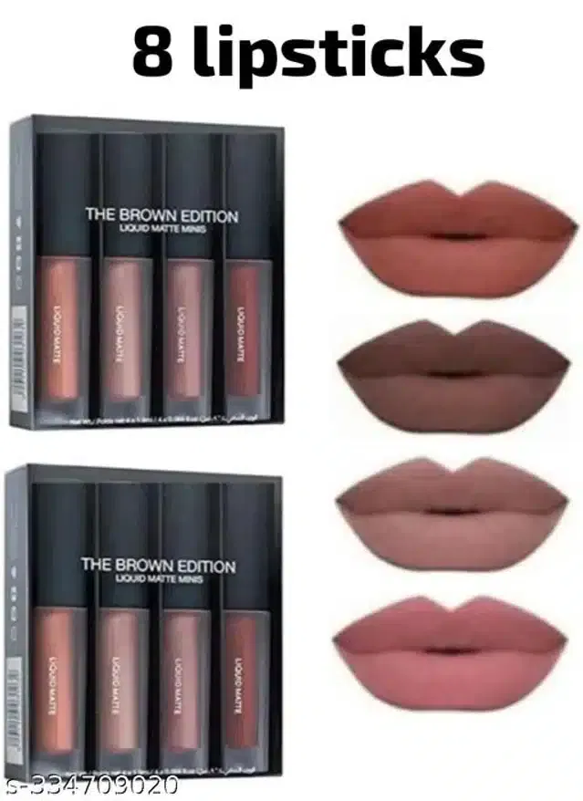 Waterproof Liquid Matte Lipsticks (Multicolor, Pack of 8)