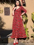 Viscose Rayon Kurti for Women, Red 