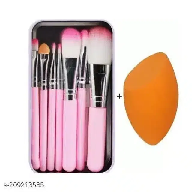 7 Pcs Makeup Brushes Set with Makeup Blender (Set of 2)