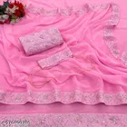 Georgette Self-Design Saree For Women, Pink