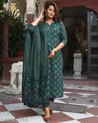 Cotton Printed Straight Kurta Suit Set (XXL)