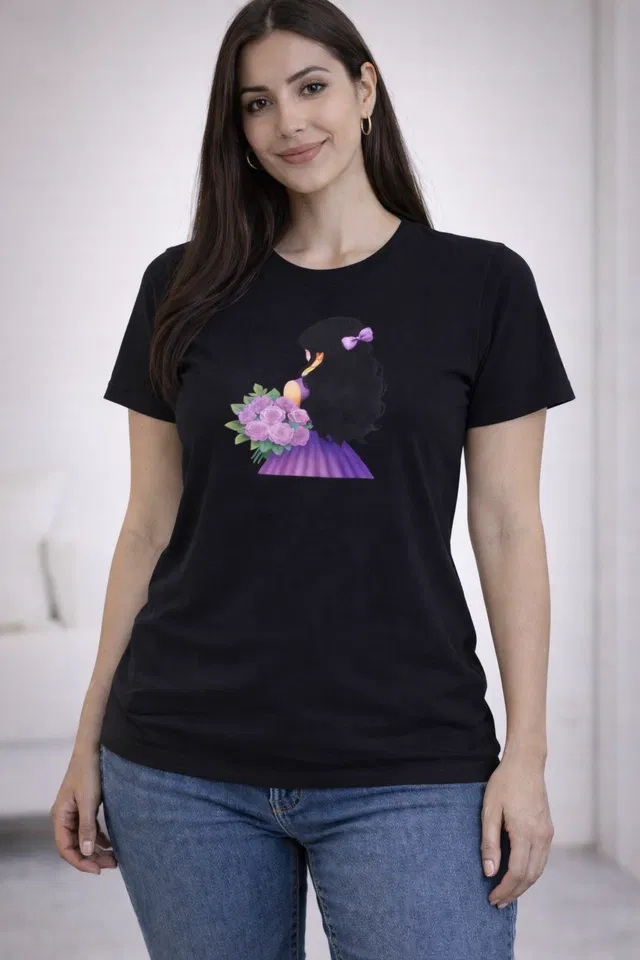Cotton Blend Printed T-shirt for Men, Black (M)