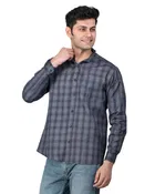 Cotton Blend Full Sleeves Chequered Shirt for Men 