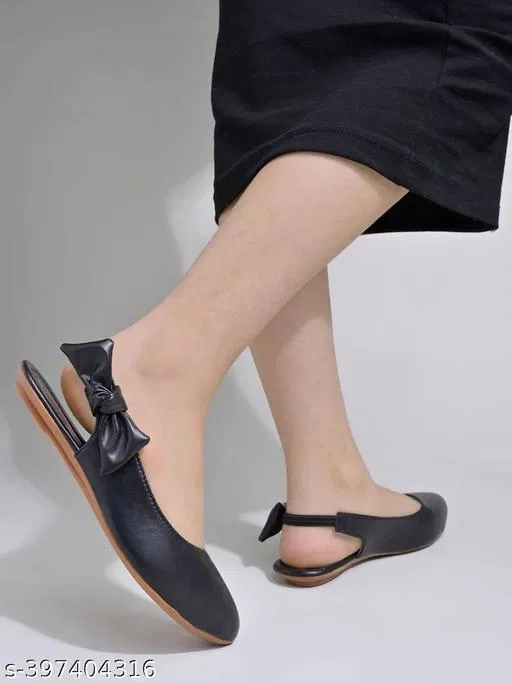 Solid Ballerinas for Women (Black, IND-5)