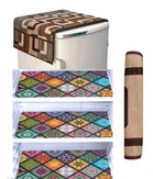 Knit Printed Fridge 3 Pcs Mat with Top & Handle Cover 