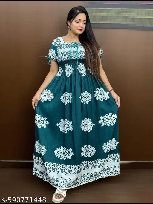 Designer Gown for Women (Green, 4XL)