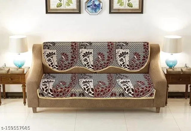 Polycotton 3 Seater Sofa Covers (Black & Red, Set of 1)