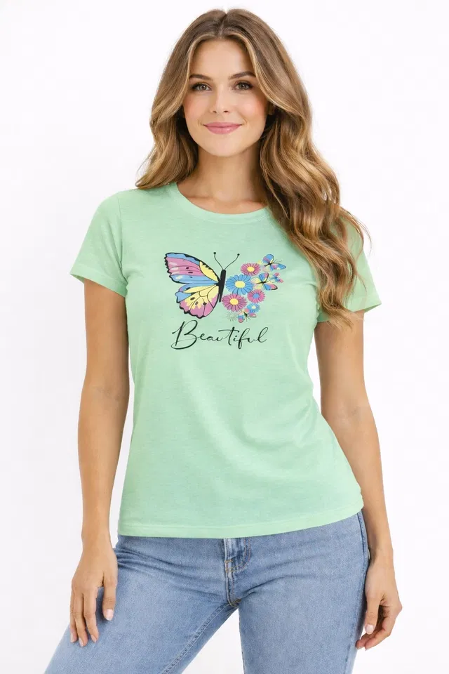 Cotton Blend Printed T-shirt for Men, Green (XL)