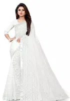 Net Solid Saree for Women 