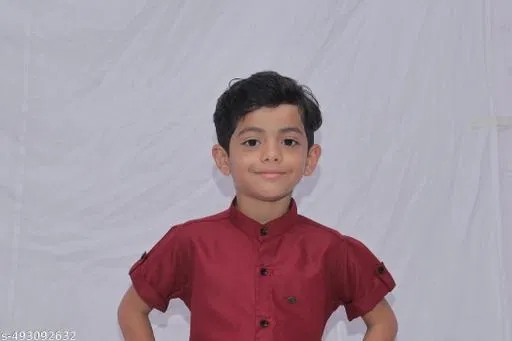 Solid Cotton Blend Kurta Set for Boys (Maroon, 8-9 Years)