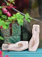 Shoetopia Peach Embellished Flat Sandals Size IND-3