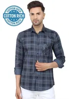 Cotton Blend Chequered Shirt for Men 