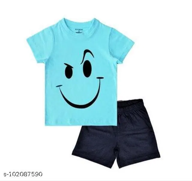 Hosiery Cotton Clothing Set for Kids (Blue, 0-3 Months)