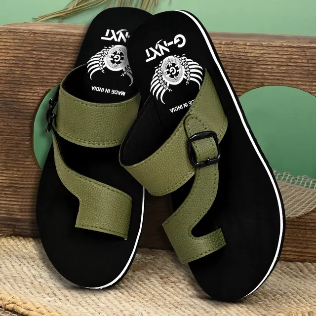 Flipflops for Men (Green & Black, 8)