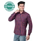 Cotton Blend Full Sleeves Chequered Shirt for Men 