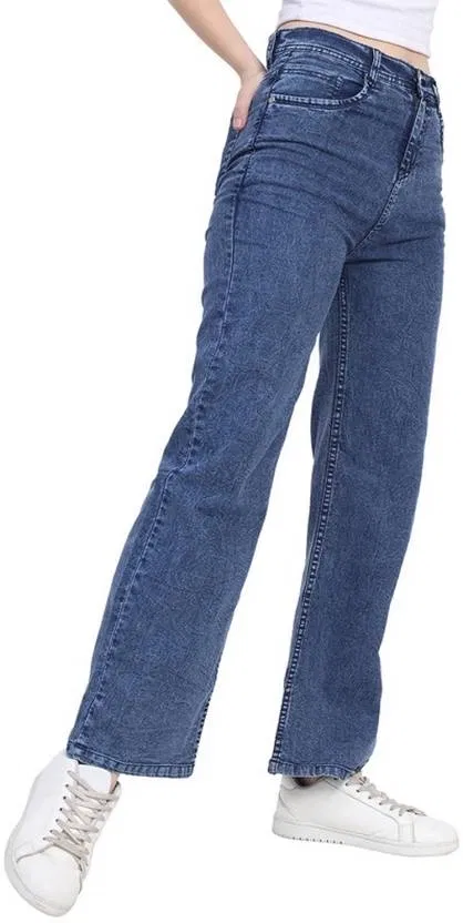Denim Straight Fit Jeans for Women (Blue, 28)