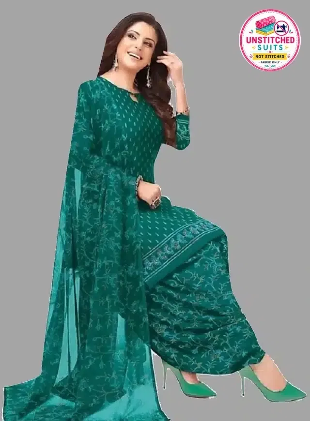 Unstitched Dress Material for Women & Girls (Green)