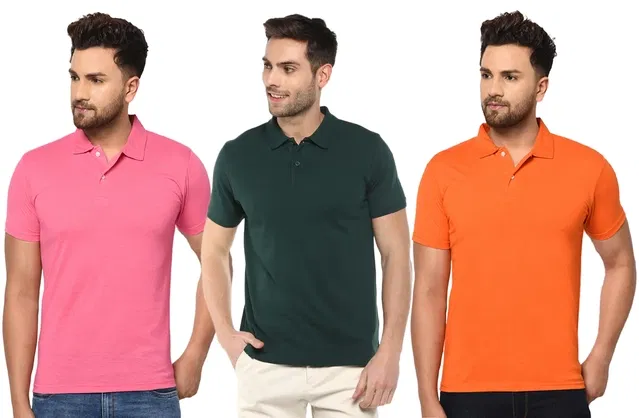 Polo T-shirt Pack of 3 for Men (Multicolor, XL)