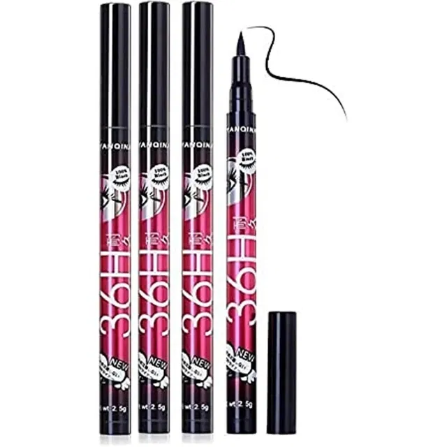 Yanqina Waterproof Liquid Eyeliner (Black, Pack of 4)