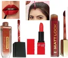 Combo of Matt Look Liquid Sindoor & Elpis Gold Matte Lipstick with Oxis Velvet Smooth Matte Finish Liquid Lip Color 