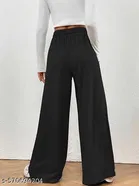 Cotton Blend Solid Trousers for Men, Black 