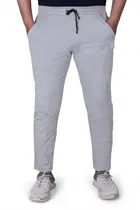 Lycra Straight Fit Trackpants for Men (Grey, L)
