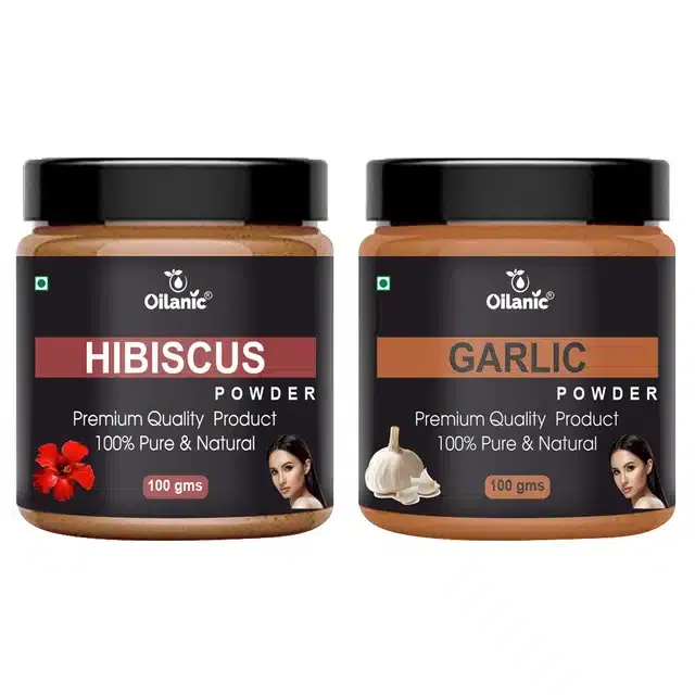 Natural Hibiscus & Garlic Powder for Skin & Hair (Pack of 2, 100 g)