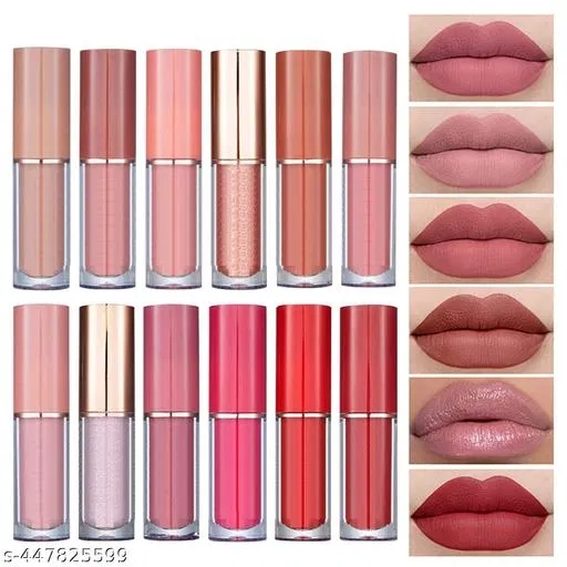 Liquid Lipstick for Women, Multicolor, Pack of 12